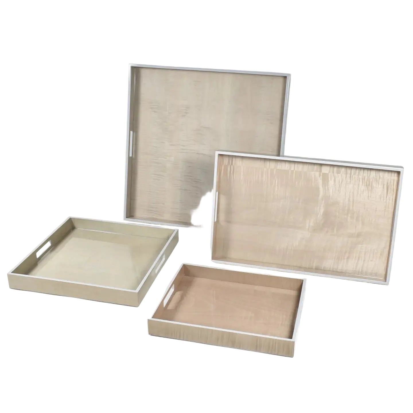 Shine Sycamore W/Silver Dollar Trim Lacquer Tray