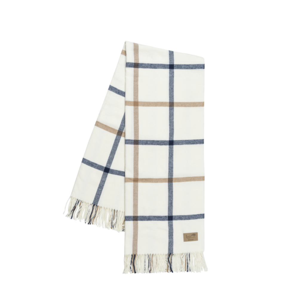 Navy/Caramel Tattersall Plaid Throw