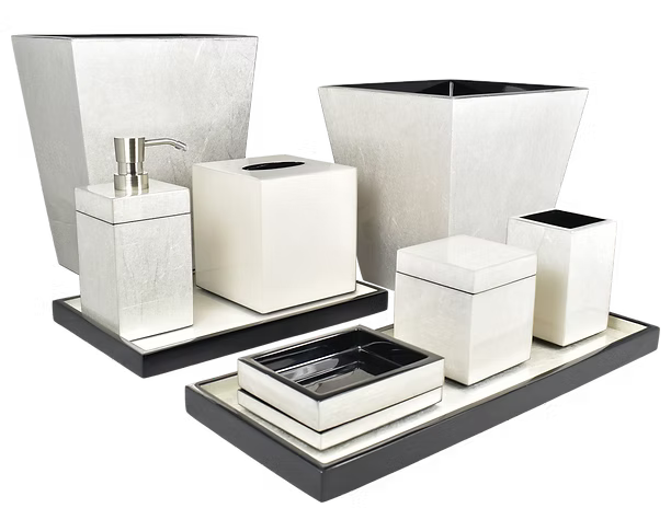 Shine Silver With Black Trim Bath Set