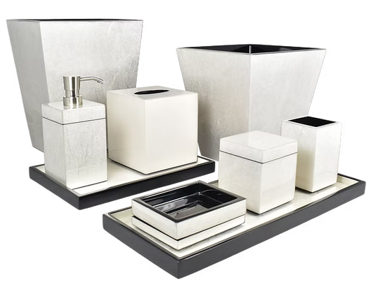 Shine Silver With Black Trim Bath Set