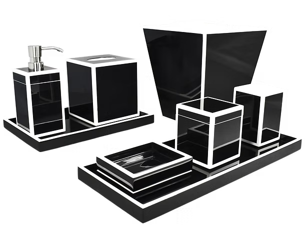 Black w/ White Trim Bath Set