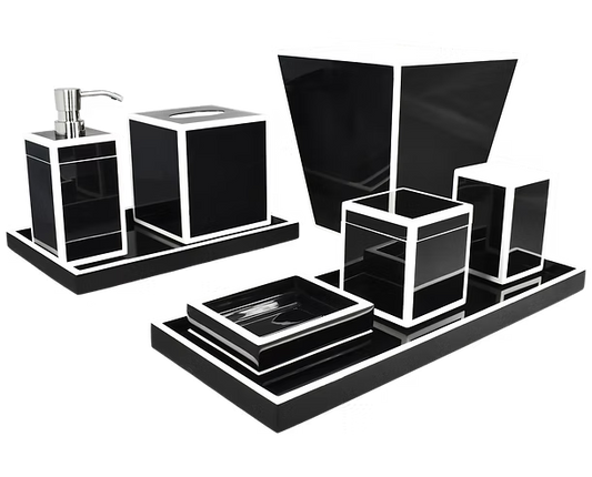 Black w/ White Trim Bath Set