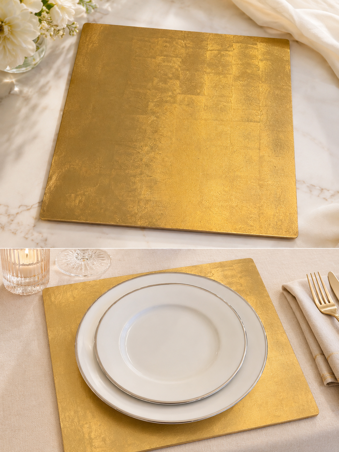 Gold Wooden Placemats (Set of 4)