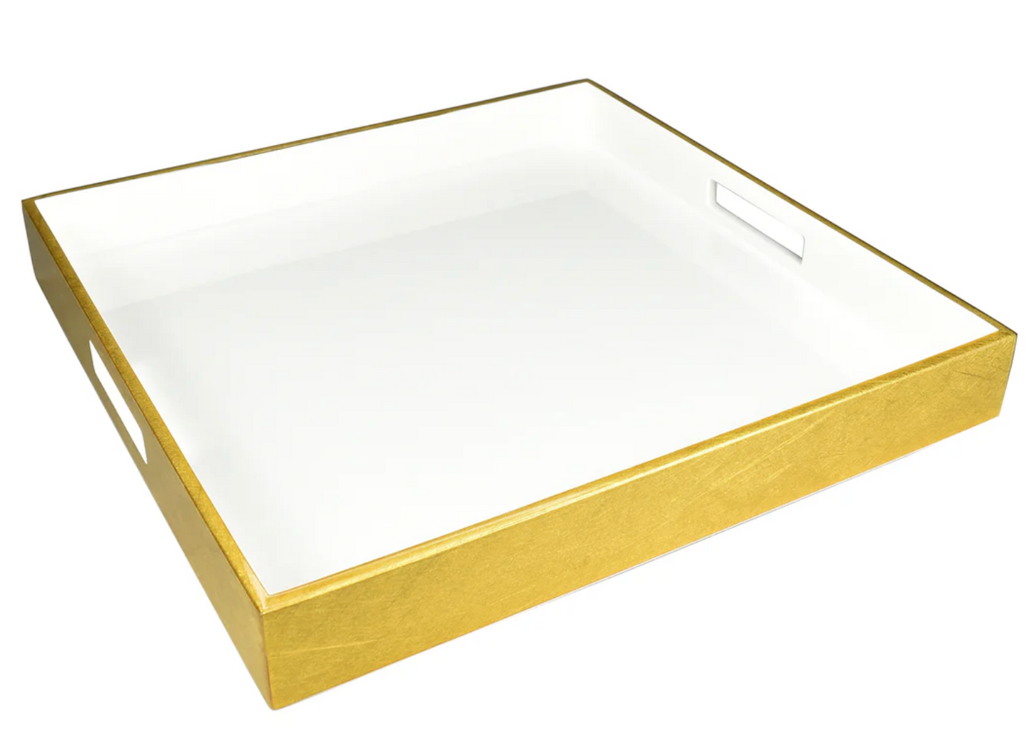 Shine Gold Leaf W/White Lacquer Inside Tray