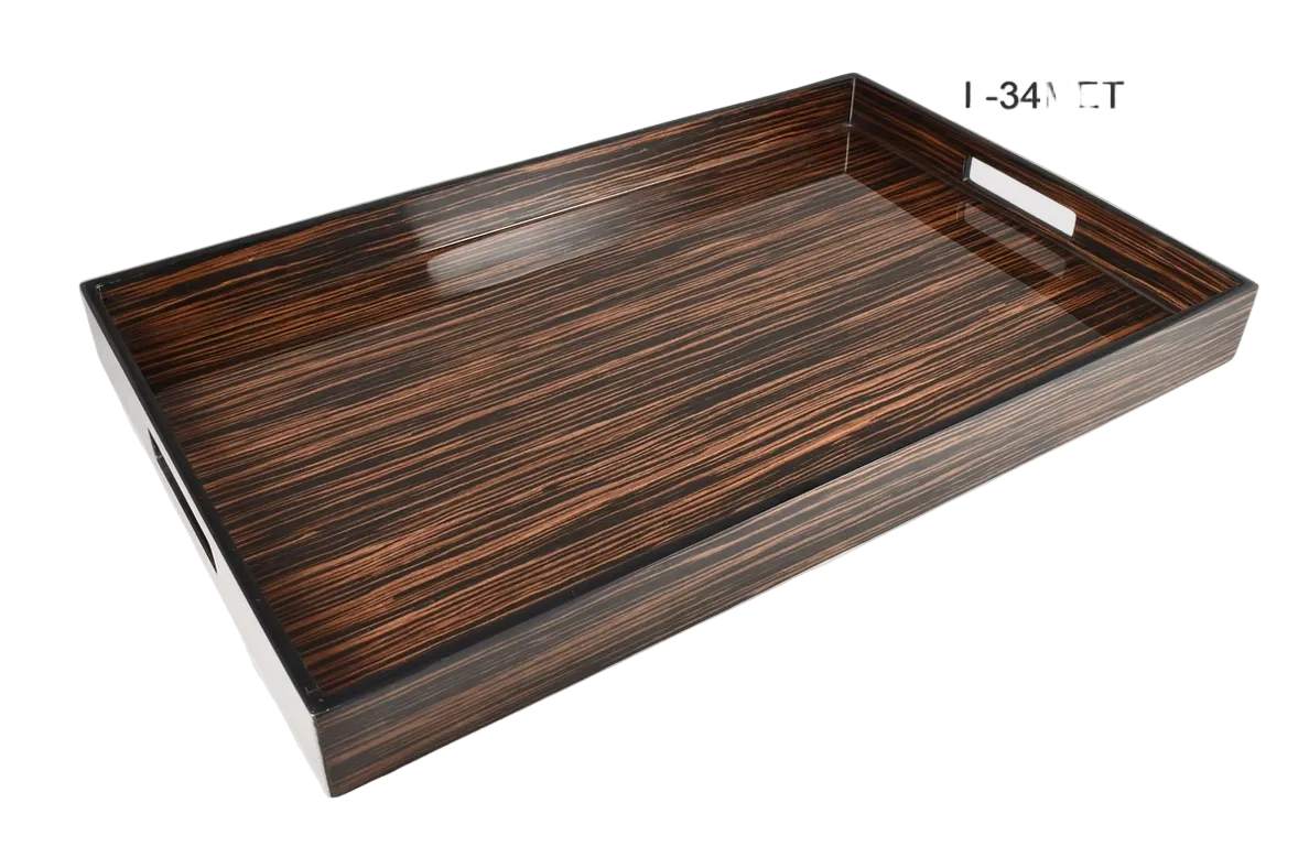 Macassar Ebony Inlay w/Black Lacquer Tray