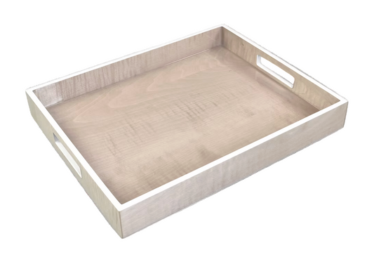 Shine Sycamore W/Silver Dollar Trim Lacquer Tray