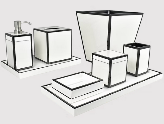 White With Black Trim Bath Set