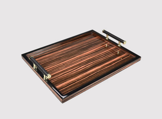 Leather Handle Rosewood tray