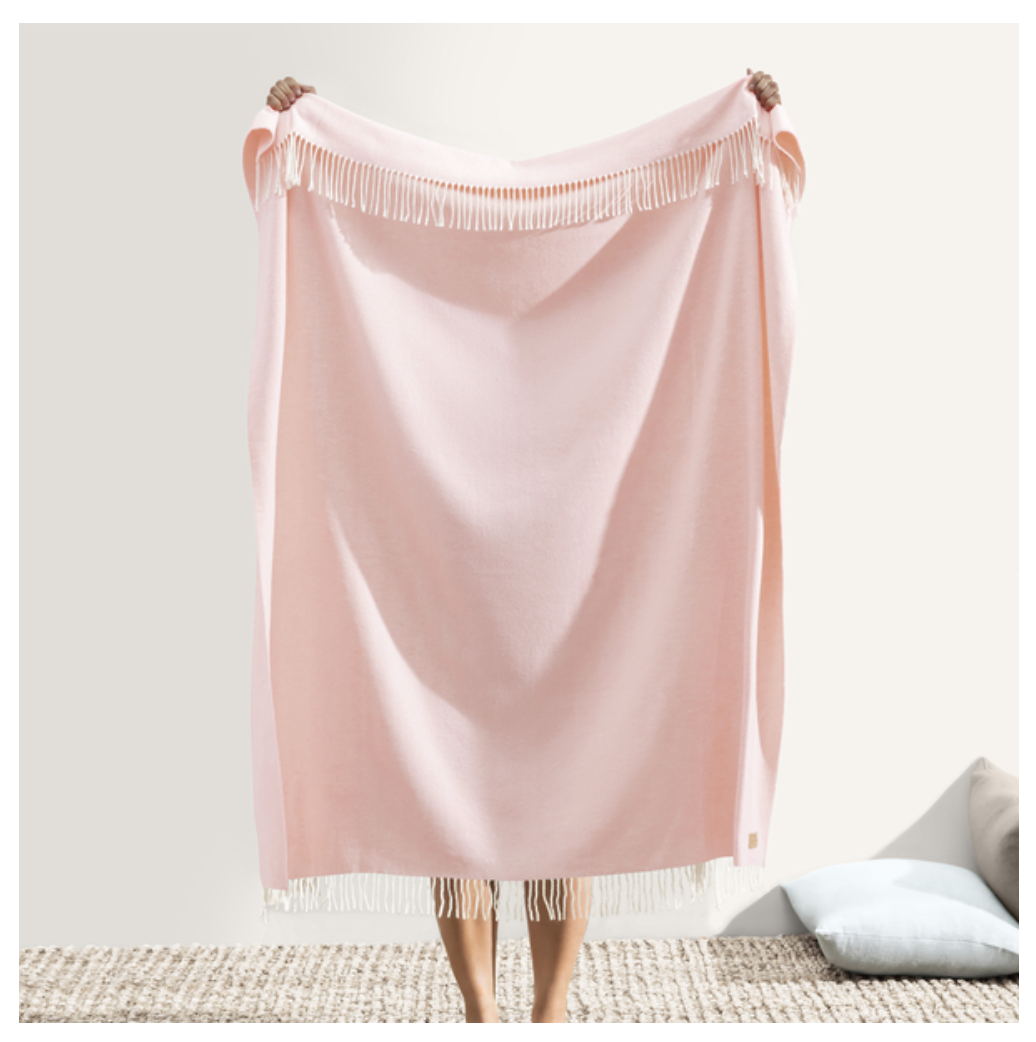 Blush Italian Herringbone Throw
