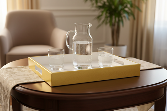 Shine Gold Leaf W/White Lacquer Inside Tray