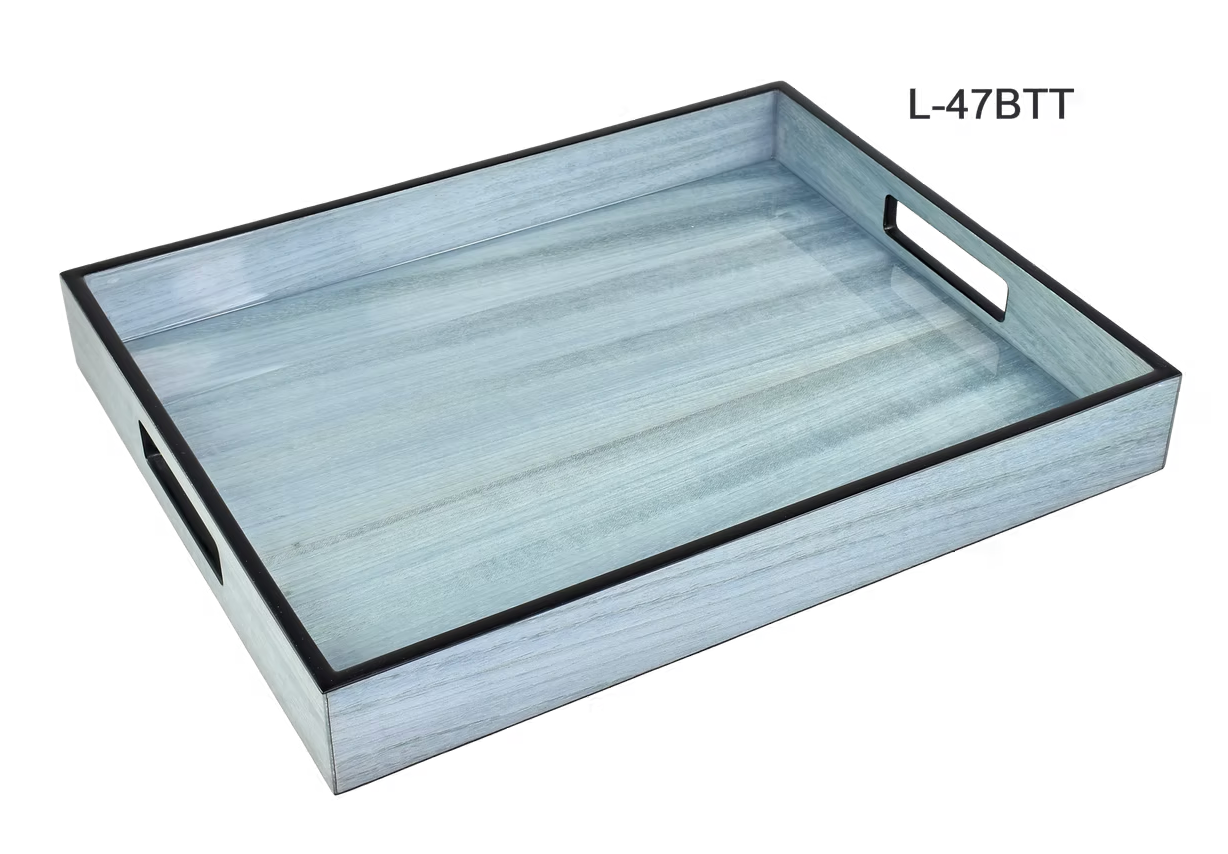 Blue Tulipwood Inlay with Black Trim Tray