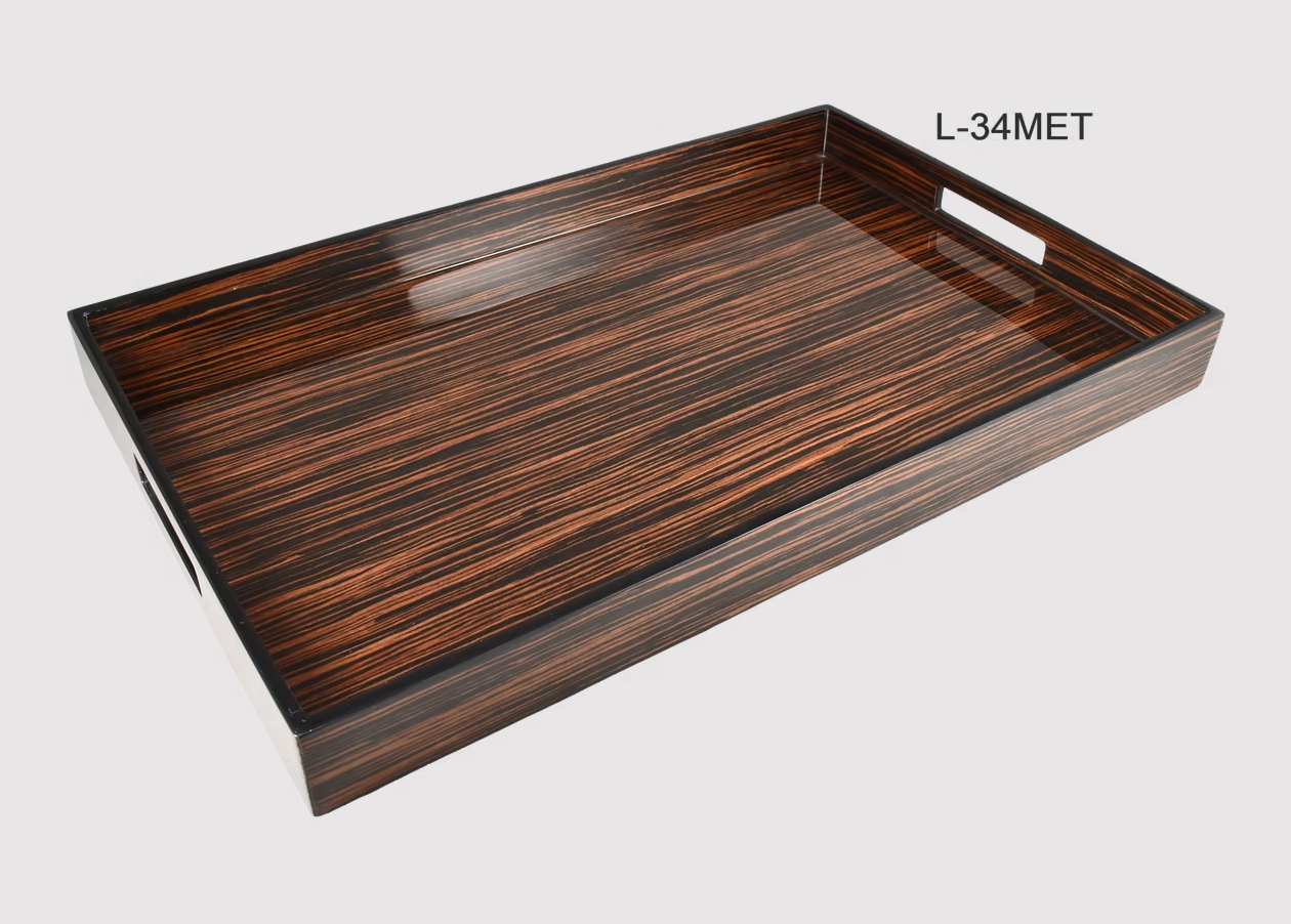 Macassar Ebony Inlay w/Black Lacquer Tray