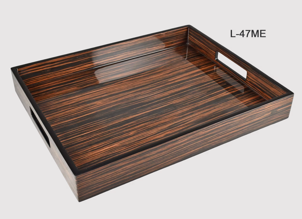 Macassar Ebony Inlay w/Black Lacquer Tray