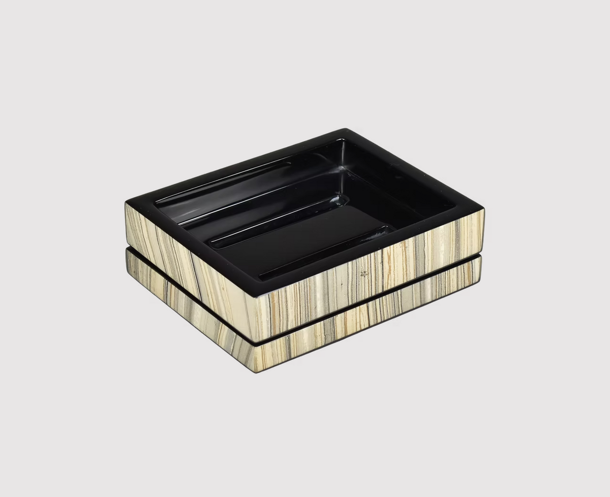 Tucson Paper Inlay w/Black Lacquer Bath Set