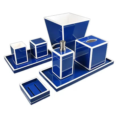 Blue with White Lacquer Trim Bath Set