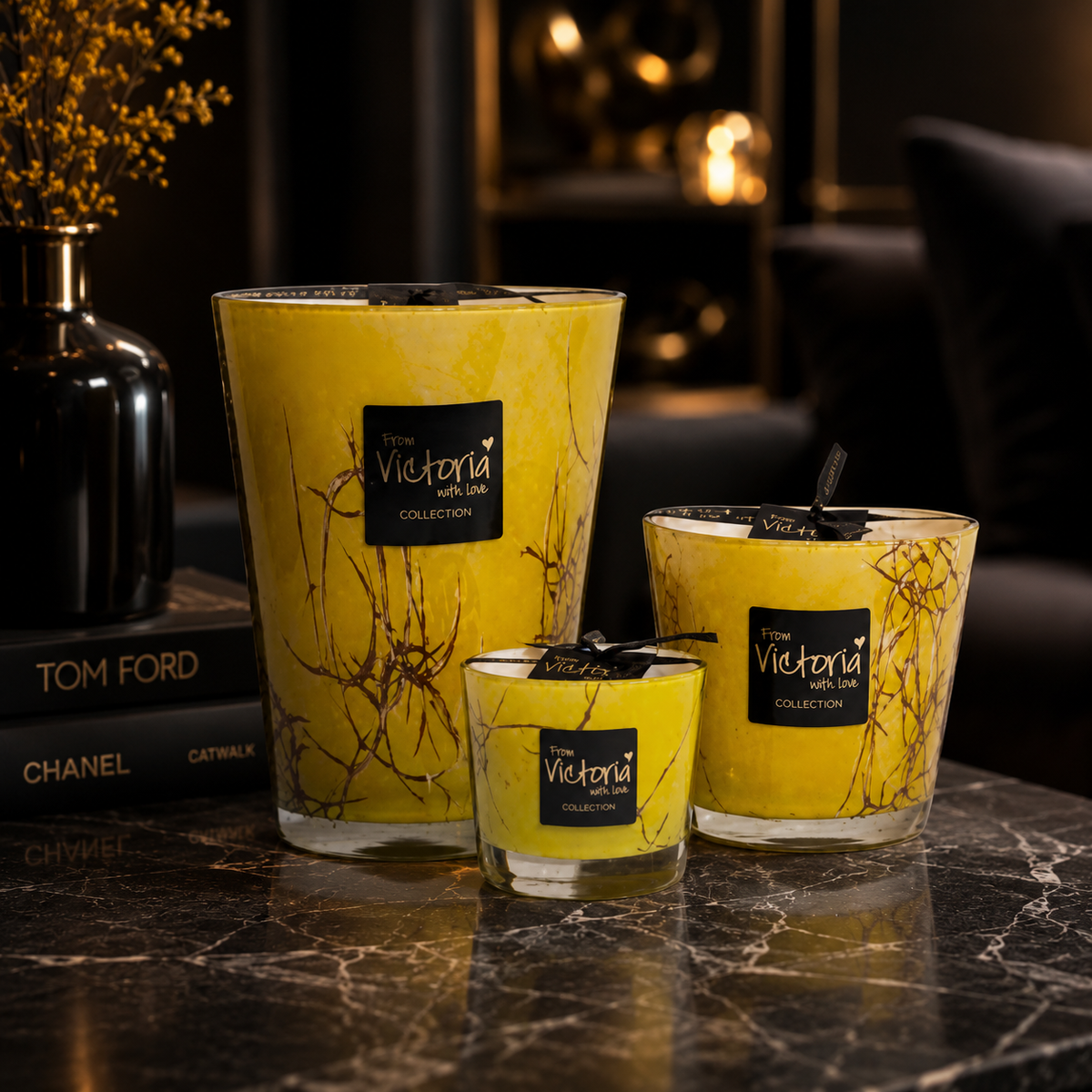 Marble Candle Yellow