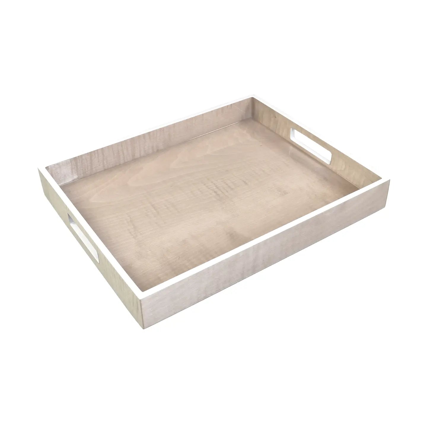Shine Sycamore W/Silver Dollar Trim Lacquer Tray