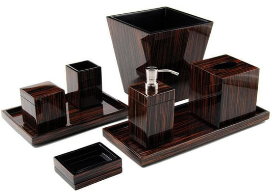 Macassar Ebony Inlay w/ Black Lacquer Bath Set