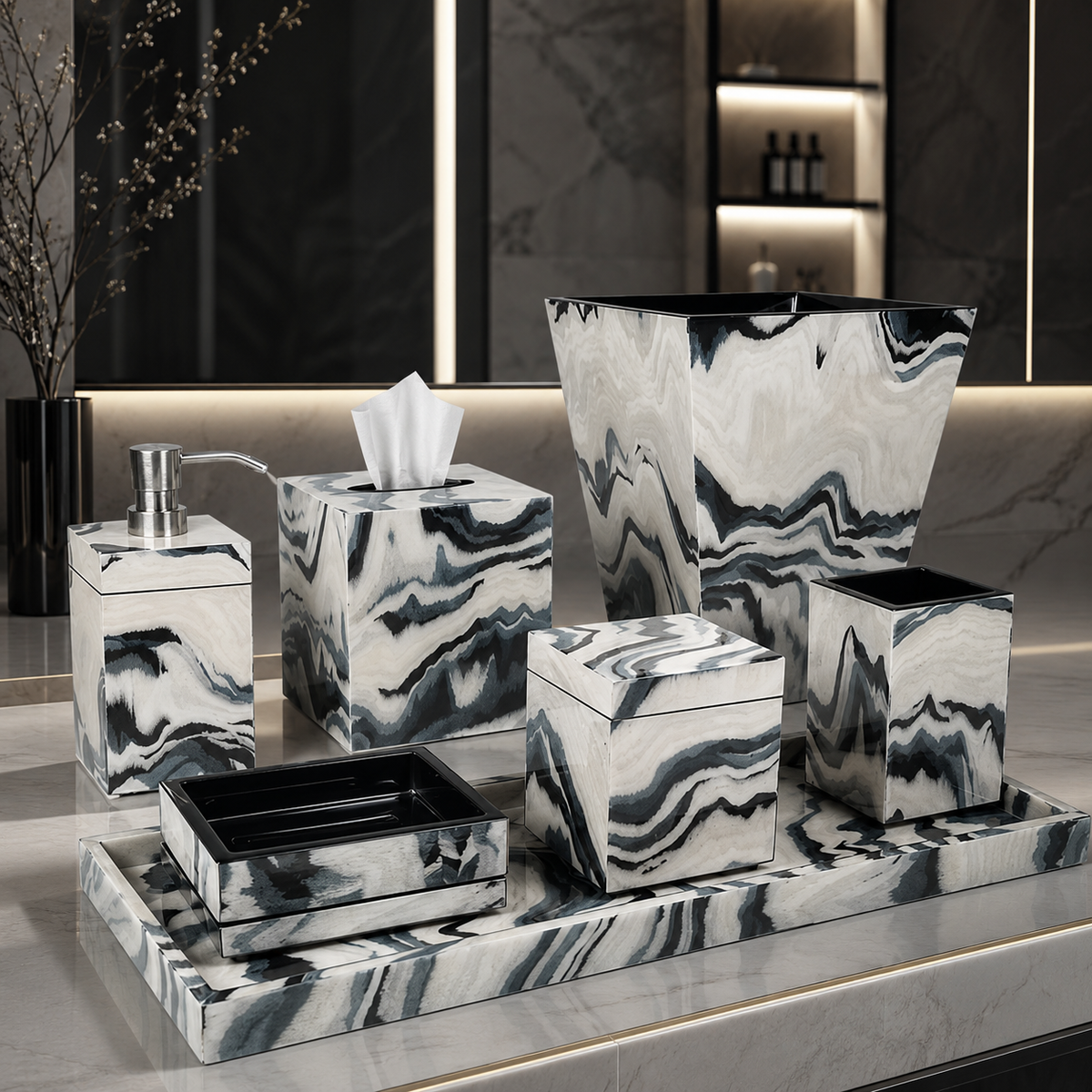 Landscape Lacquer Trim Bath Set