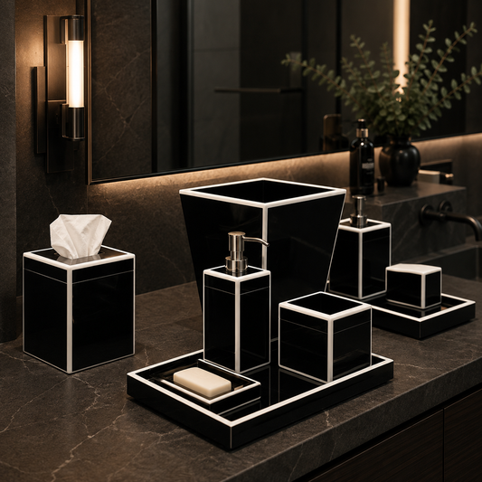 Black w/ White Trim Bath Set