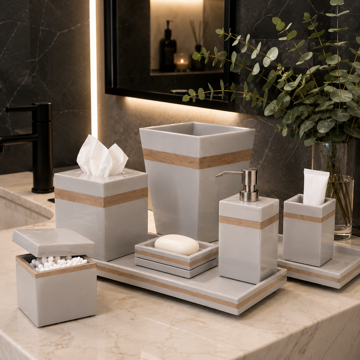 Silver Dollar w/Sycamore Band Bath Set