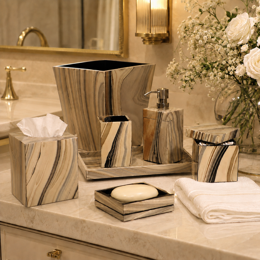 Tucson Paper Inlay w/Black Lacquer Bath Set