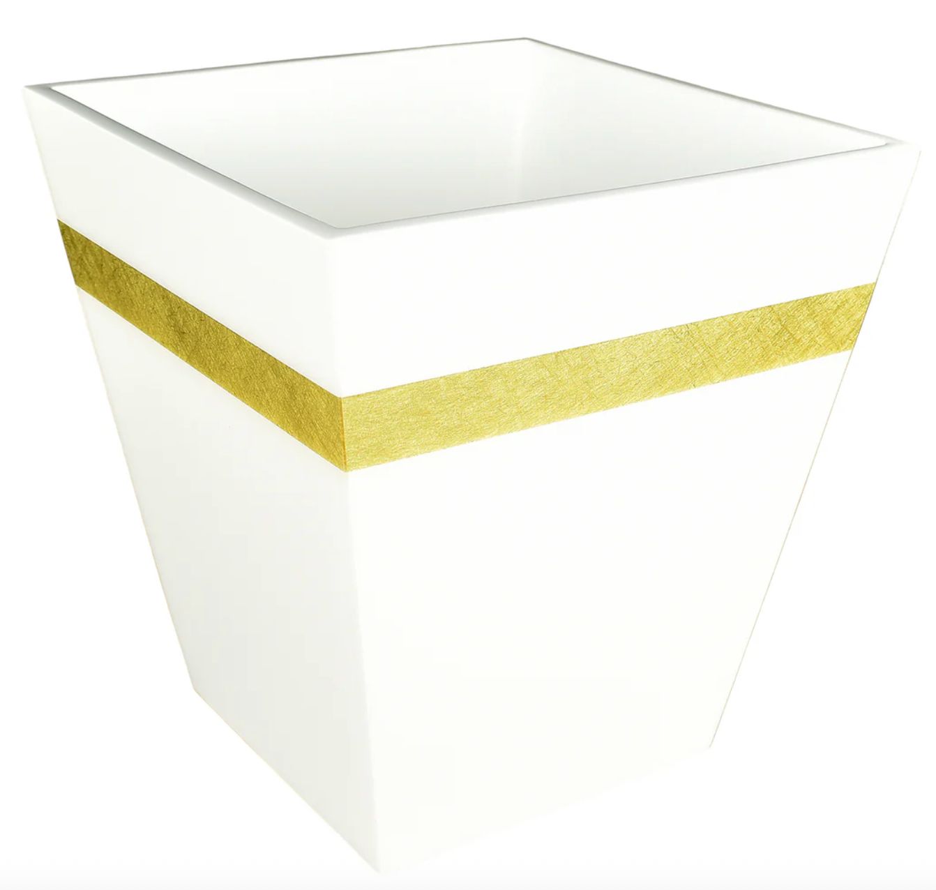 White w/ Shine Gold Leaf Trim Bath Set