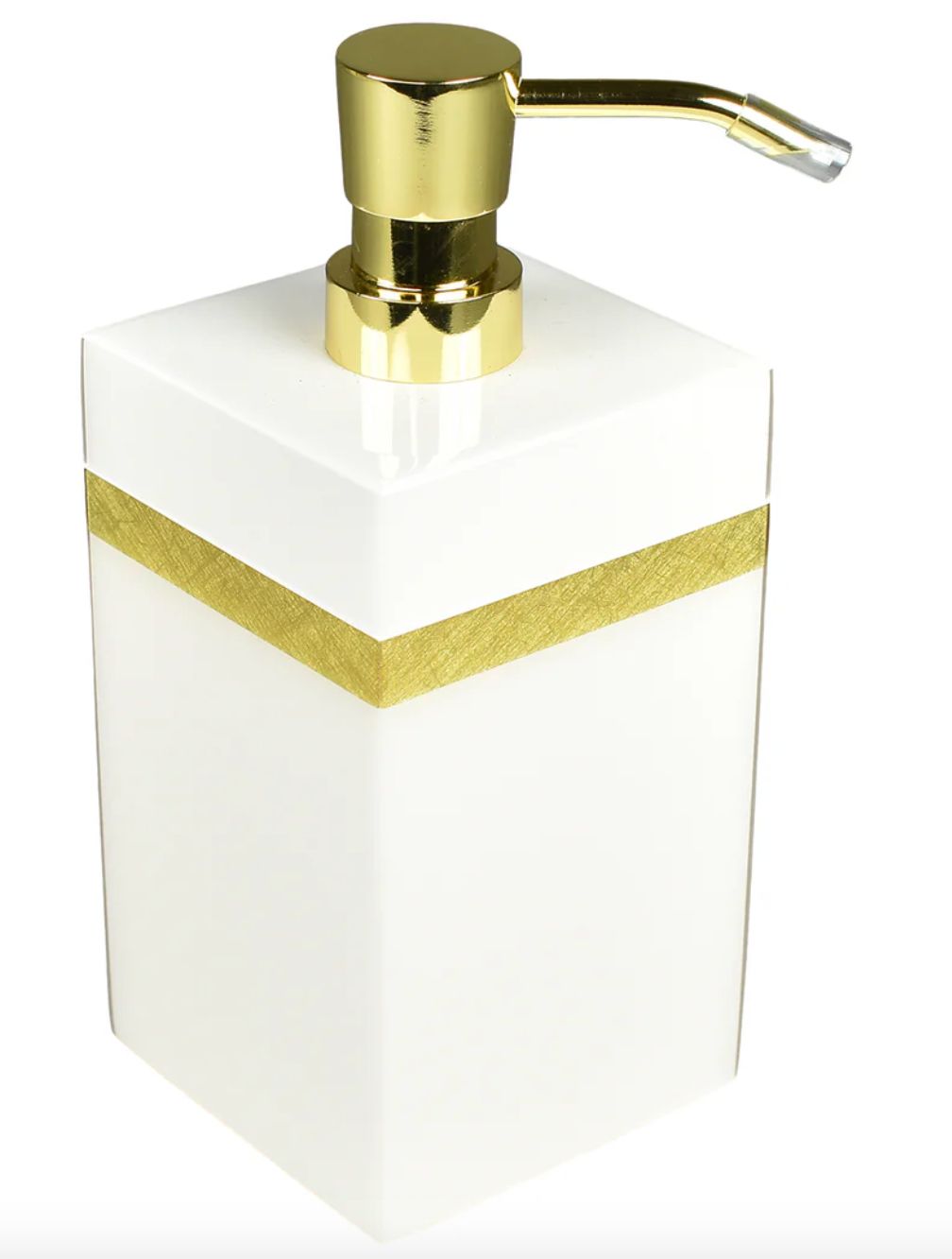 White w/ Shine Gold Leaf Trim Bath Set