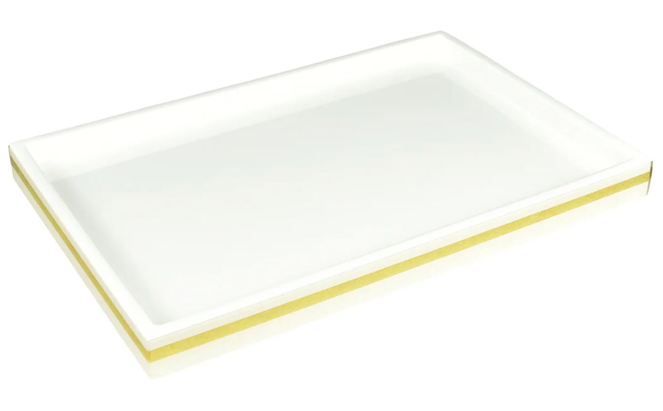 White w/ Shine Gold Leaf Trim Bath Set