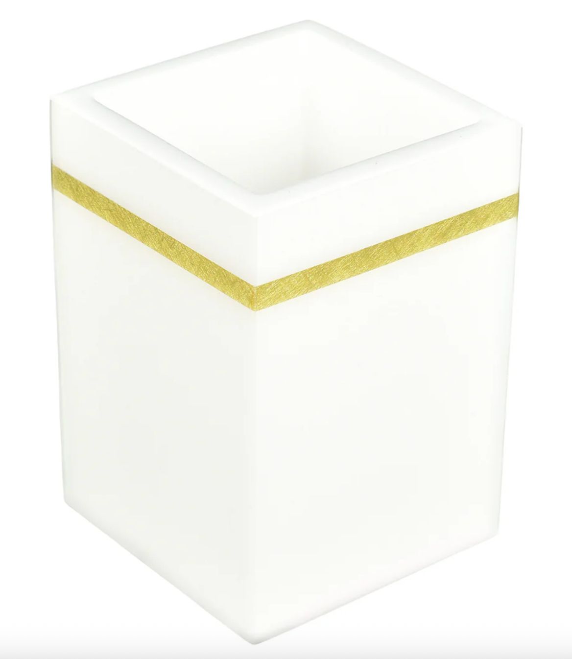 White w/ Shine Gold Leaf Trim Bath Set